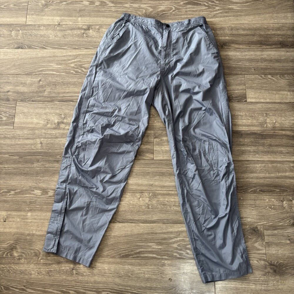 Vintage Fila Track Pants M Light Blue Polyester Sweatpants Embroidered Baggy Y2K